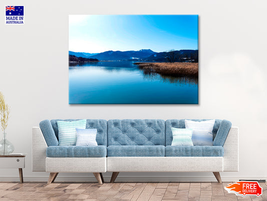 A Lake with a Blue Sky Overhead With Mountains Print 100% Australian Made