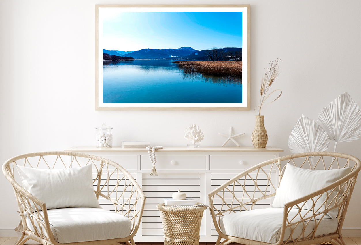 A Lake with a Blue Sky Overhead With Mountains Home Decor Premium Quality Poster Print Choose Your Sizes