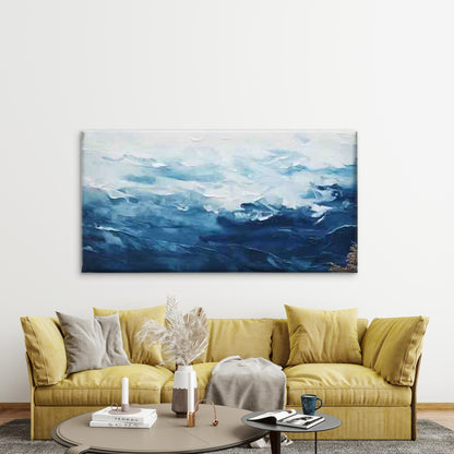 Abstract Ocean Wave Coastal Wall Art Canvas Office Home Room Framed 120x60cm