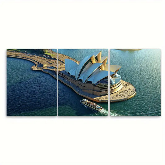 3pcs Sydney Opera House Elegant Australia Wall Art Set Canvas Framed 40x60cm - High Quality Print 100% Australian Made Wall Canvas Ready to Hang