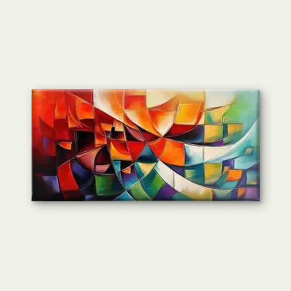 Abstract Geometric with Blocks Wall Art Canvas Office Home Room Framed 120x60cm