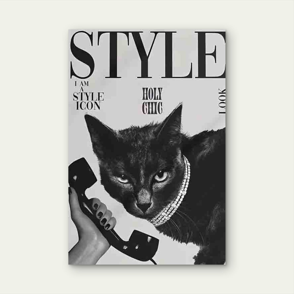 Cat With A Diamond Necklace 60x90cm Metal Print Ready to Hang