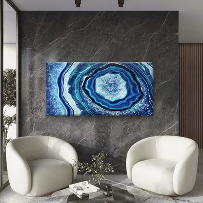 Blue Agate Illustration Wall Art Canvas Office Home Room Framed 120x60cm