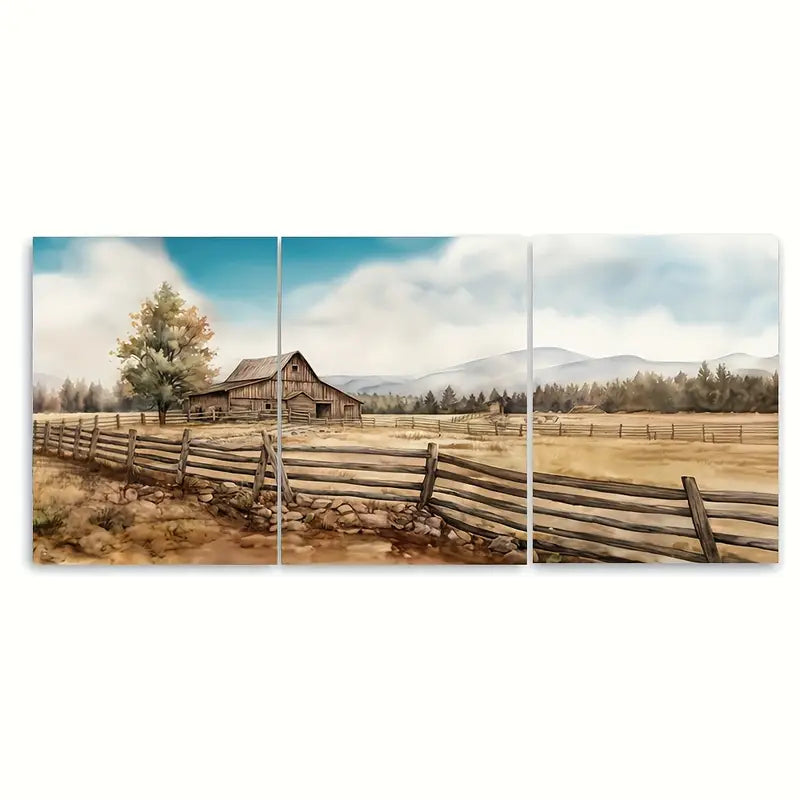 3pcs Watercolor Farmhouse Aesthetic Metal Print Ready to Hang Art