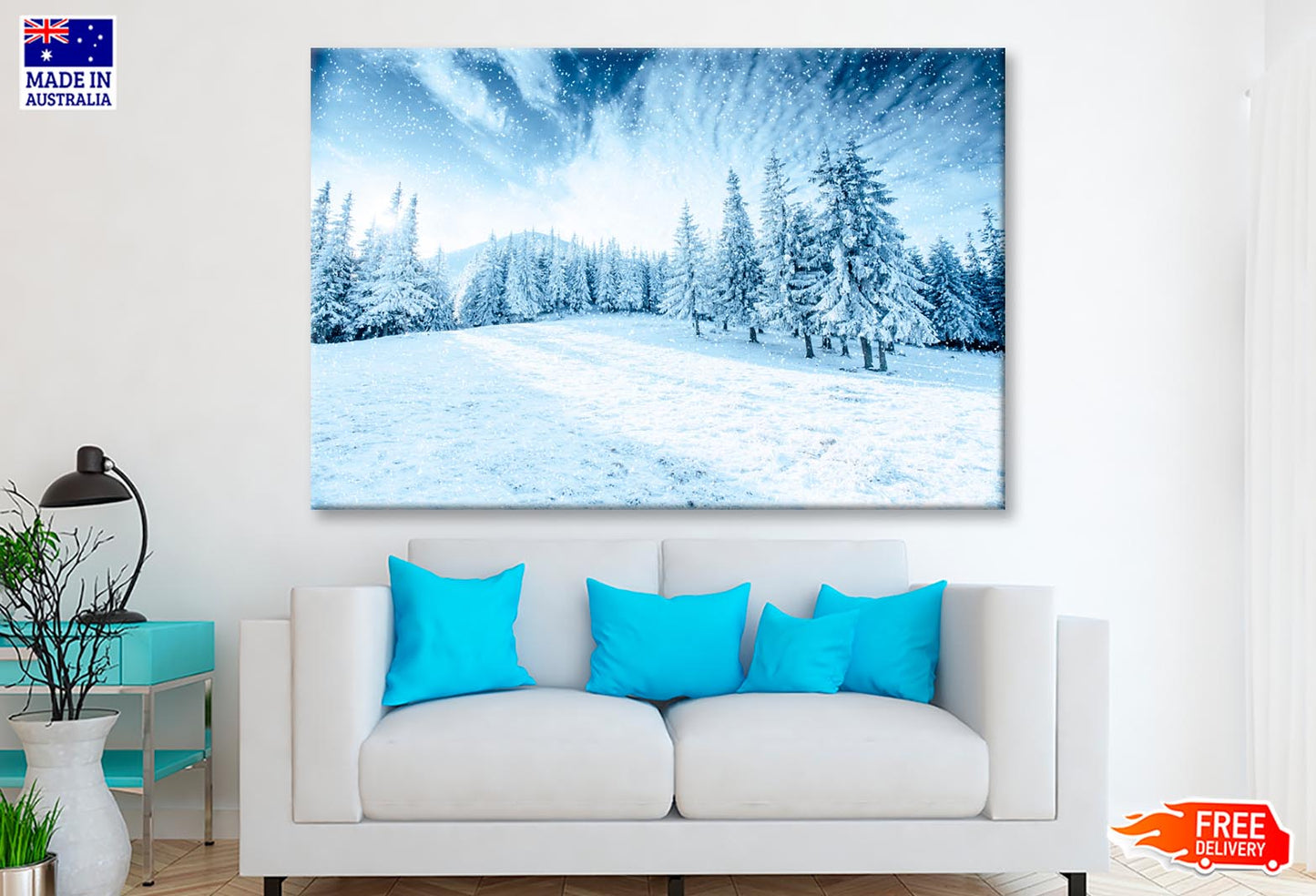 Winter Tree In Snow Wall Art Decor 100% Australian Made