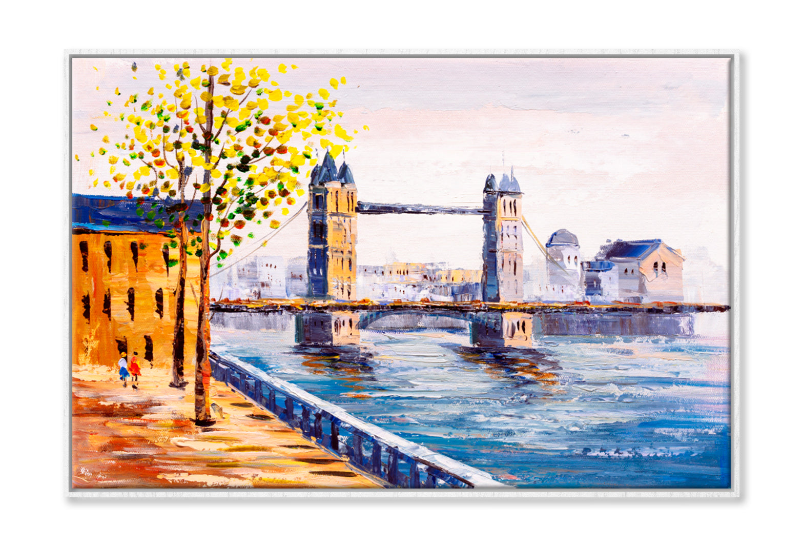 Street View of London Oil Painting Wall Art Limited Edition High Quality Print Canvas Box Framed White