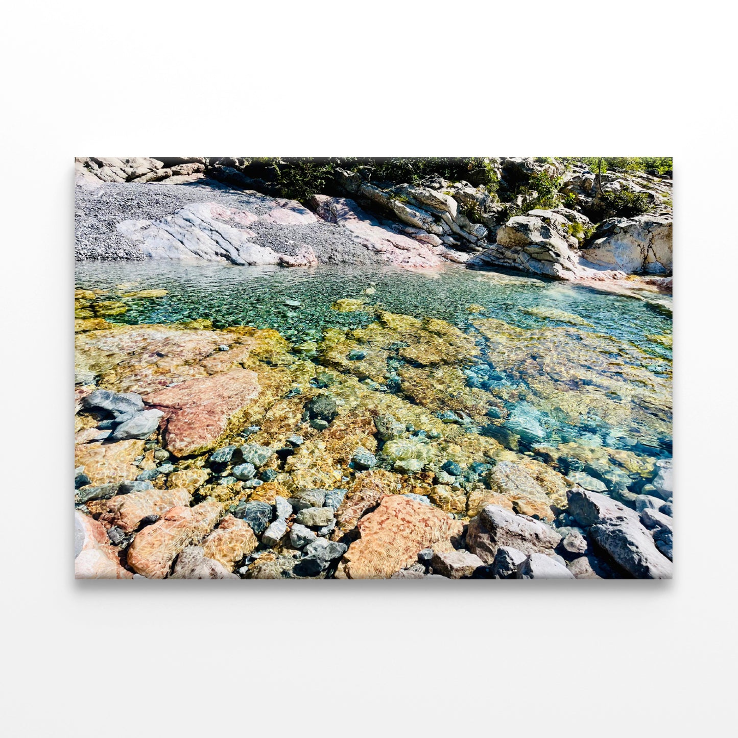 A Rocky Area with Water, Rocks and Plants Print 100% Australian Made