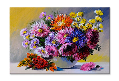 Still Life Flowers On The Table Oil Painting Limited Edition High Quality Print Stretched Canvas None