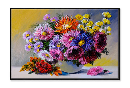 Still Life Flowers On The Table Oil Painting Limited Edition High Quality Print Canvas Box Framed Black