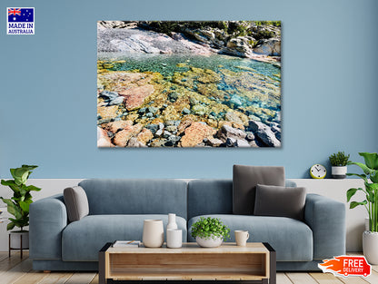 A Rocky Area with Water, Rocks and Plants Print 100% Australian Made