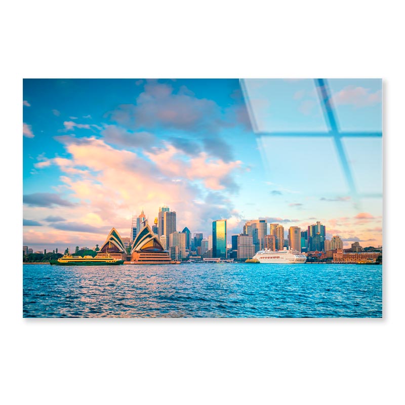 Boat in The Water Near a City Acrylic Glass Print Tempered Glass Wall Art 100% Made in Australia Ready to Hang