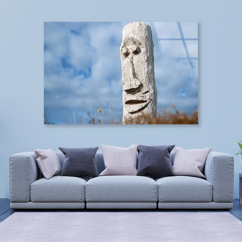 Driftwood Totem on Dunes at Ohope, Bay Off Plenty, New Zealand Acrylic Glass Print Tempered Glass Wall Art 100% Made in Australia Ready to Hang