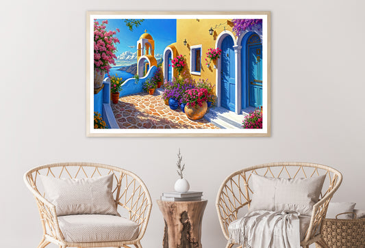 House Surrounded By Flowers Oil Painting Home Decor Premium Quality Poster Print Choose Your Sizes