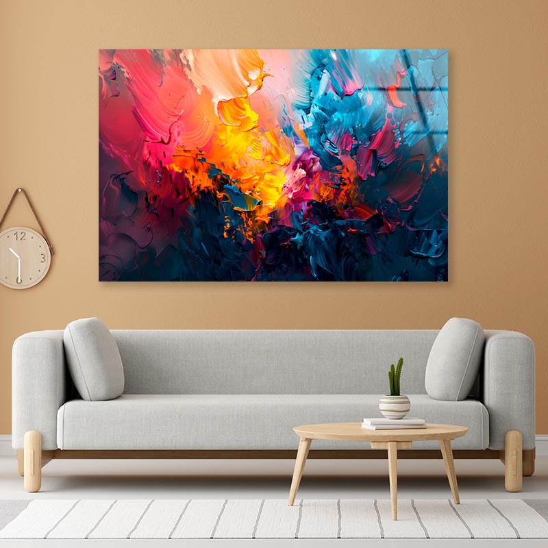 Colorful Abstract Painting  Acrylic Glass Print Tempered Glass Wall Art 100% Made in Australia Ready to Hang