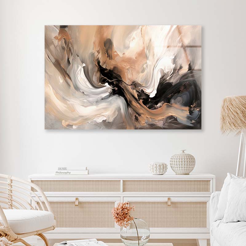 Neutral Brown Painting Acrylic Glass Print Tempered Glass Wall Art 100% Made in Australia Ready to Hang