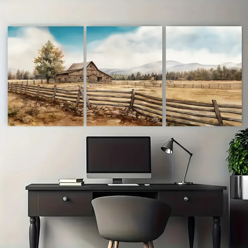 3pcs Watercolor Farmhouse Aesthetic Metal Print Ready to Hang Art