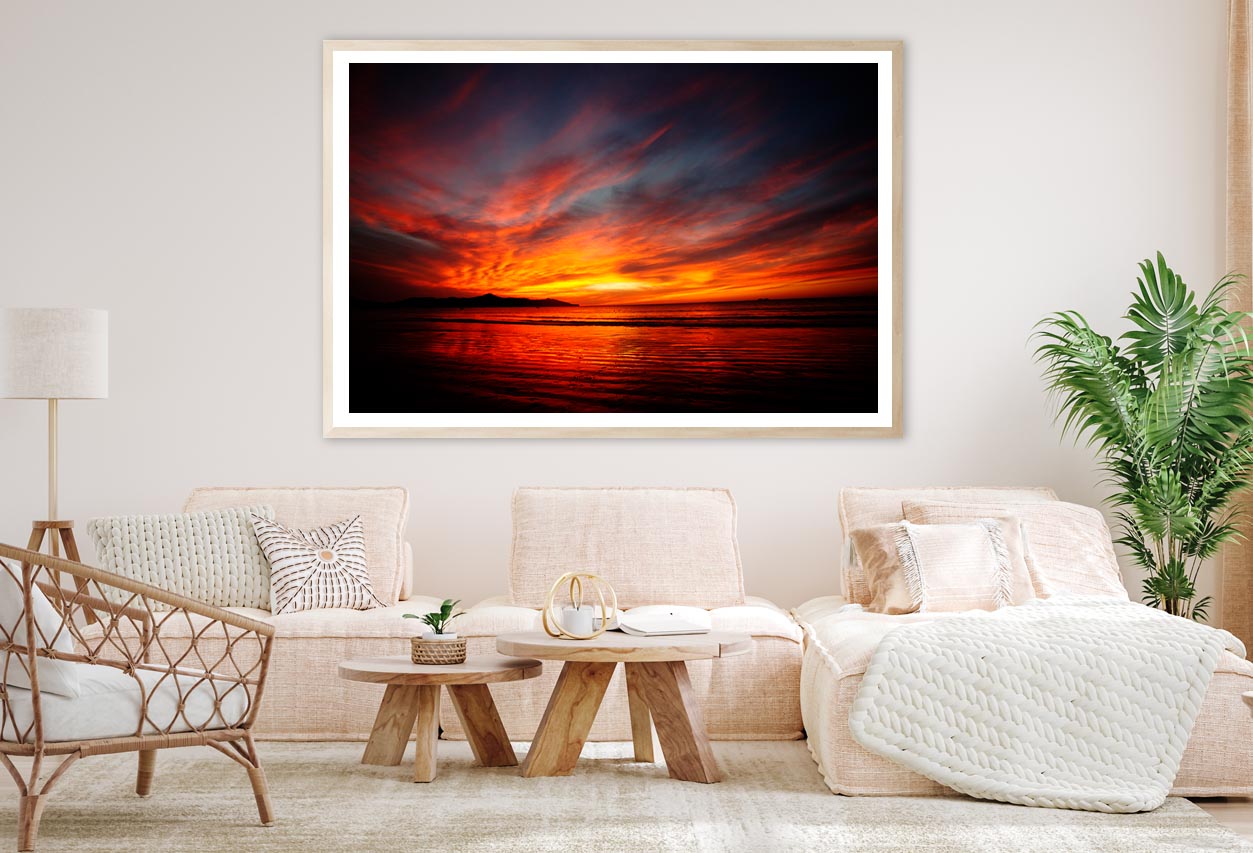 Red, Orange, And Yellow Sunset in Costa Rica Home Decor Premium Quality Poster Print Choose Your Sizes