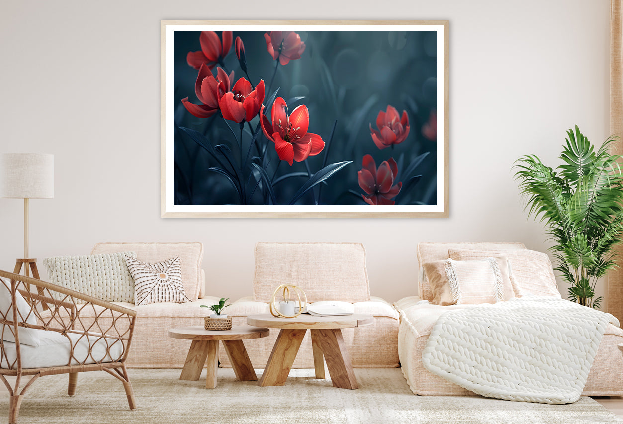 Close-Up of Red Tulip Flowers Home Decor Premium Quality Poster Print Choose Your Sizes