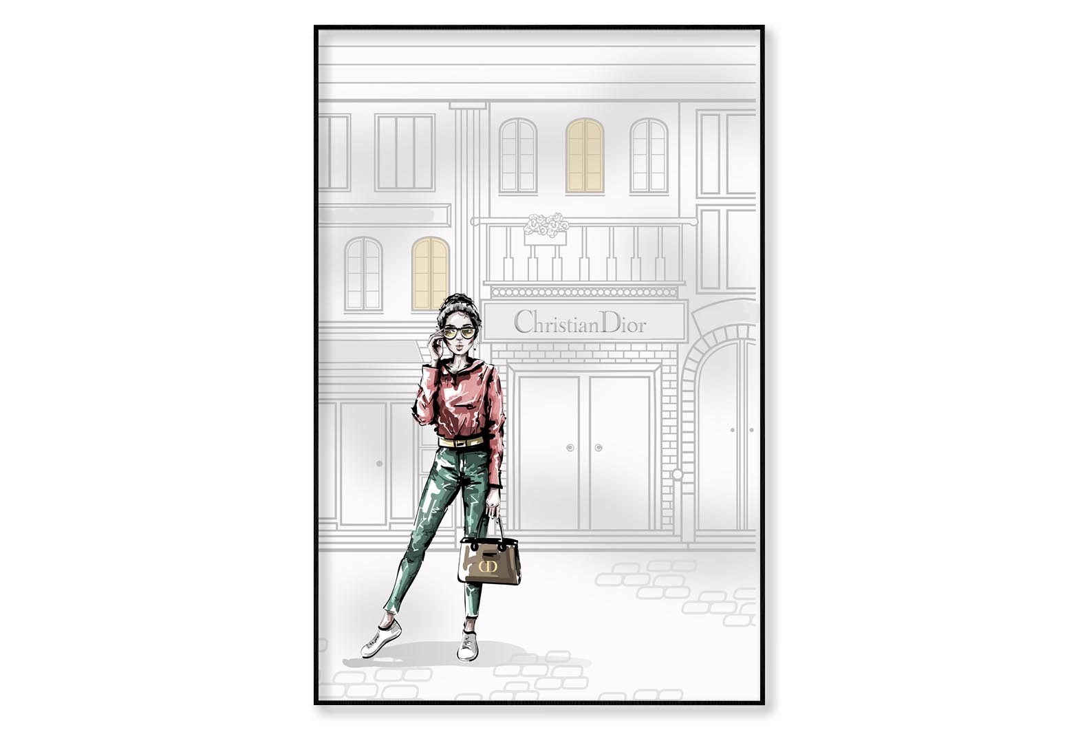 Modern Girl Luxury Fashion Store Wall Art Limited Edition High Quality Print Canvas Box Framed Black