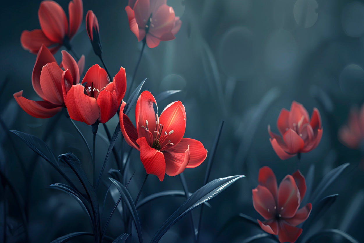 Close-Up of Red Tulip Flowers Home Decor Premium Quality Poster Print Choose Your Sizes