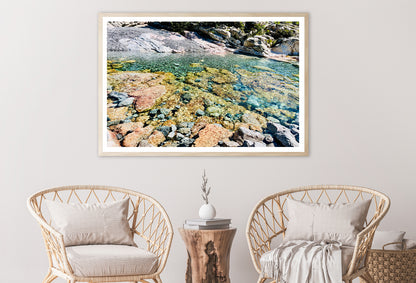 A Rocky Area with Water, Rocks and Plants Home Decor Premium Quality Poster Print Choose Your Sizes