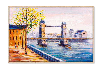 Street View of London Oil Painting Wall Art Limited Edition High Quality Print Canvas Box Framed Natural