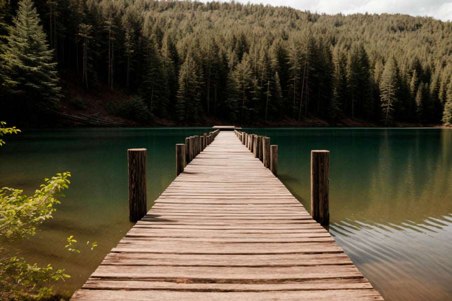 Wooden Pier On Lake & Forest Home Decor Premium Quality Poster Print Choose Your Sizes