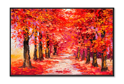 Colorful Autumn Trees, Impressionism Art Oil Painting Wall Art Limited Edition High Quality Print Canvas Box Framed Black