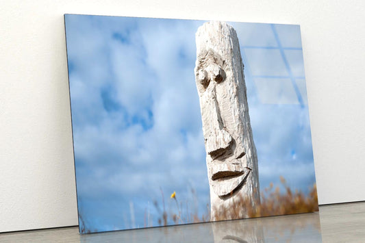 Driftwood Totem on Dunes at Ohope, Bay Off Plenty, New Zealand Acrylic Glass Print Tempered Glass Wall Art 100% Made in Australia Ready to Hang