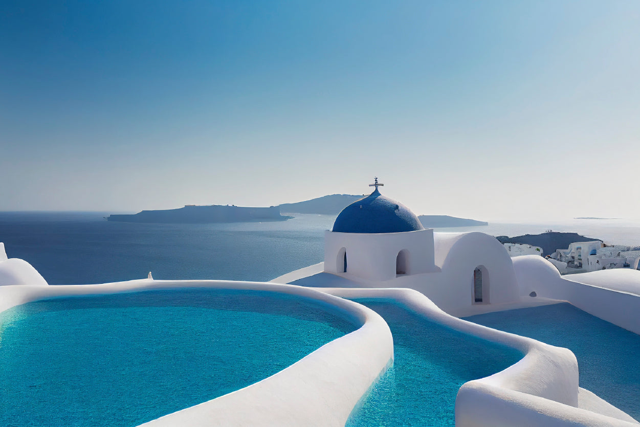 Clear Water Pool in Santorini Home Decor Premium Quality Poster Print Choose Your Sizes