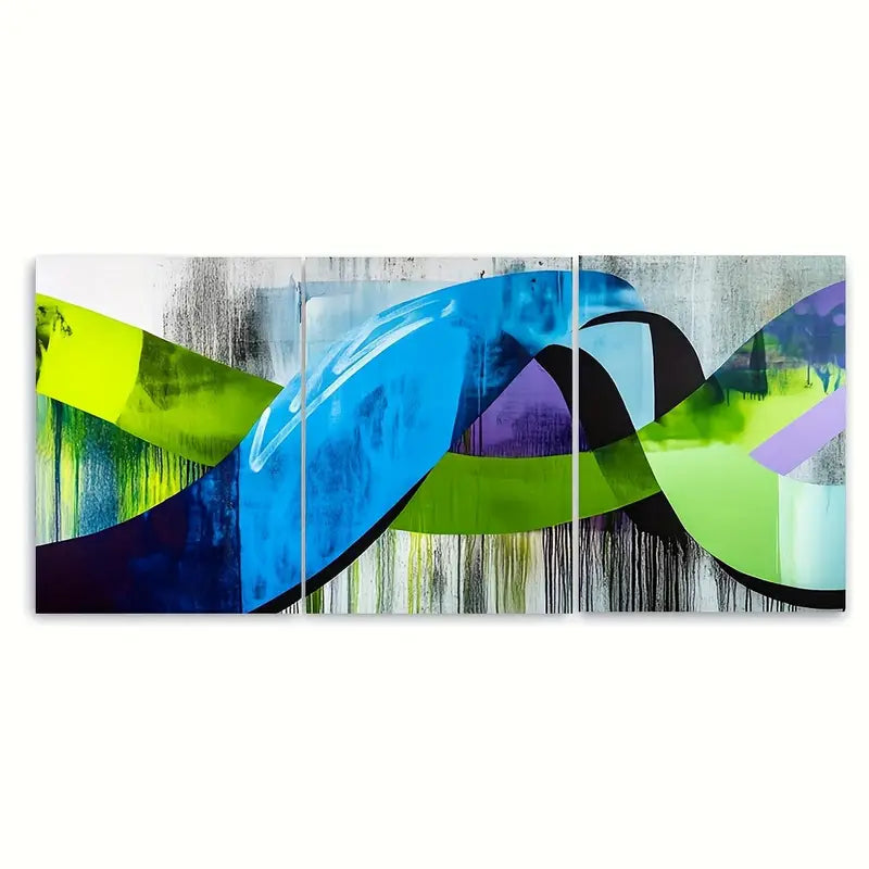 3pcs Neon Green Blue Purple Graffiti Metal Print Ready to Hang Art