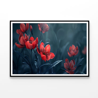 Close-Up of Red Tulip Flowers Home Decor Premium Quality Poster Print Choose Your Sizes