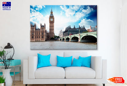 Big Ben, The Houses of Parliament and Westminster Bridge in London Wall Art Decor 100% Australian Made