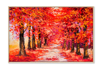 Colorful Autumn Trees, Impressionism Art Oil Painting Wall Art Limited Edition High Quality Print Canvas Box Framed Natural