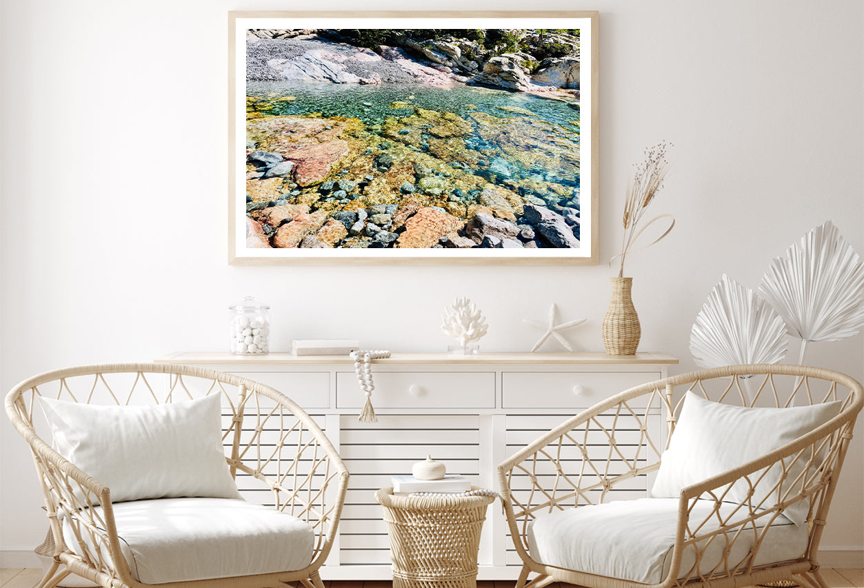 A Rocky Area with Water, Rocks and Plants Home Decor Premium Quality Poster Print Choose Your Sizes