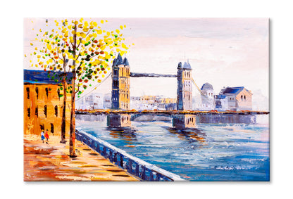 Street View of London Oil Painting Wall Art Limited Edition High Quality Print Stretched Canvas None