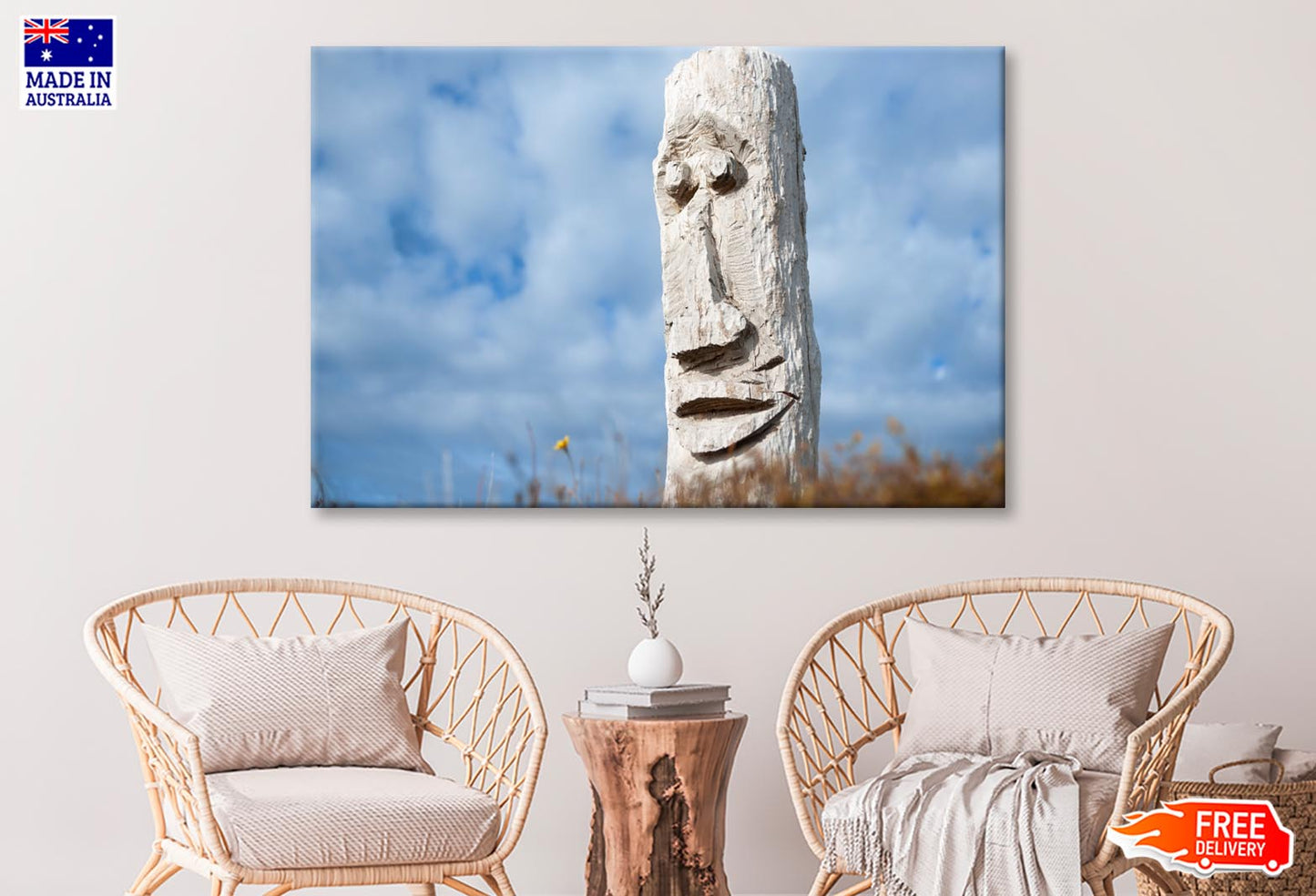 Driftwood Totem on Dunes at Ohope, Bay Off Plenty, New Zealand Wall Art Decor 100% Australian Made