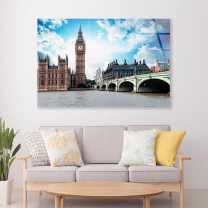 Big Ben, The Houses of Parliament and Westminster Bridge in London Acrylic Glass Print Tempered Glass Wall Art 100% Made in Australia Ready to Hang