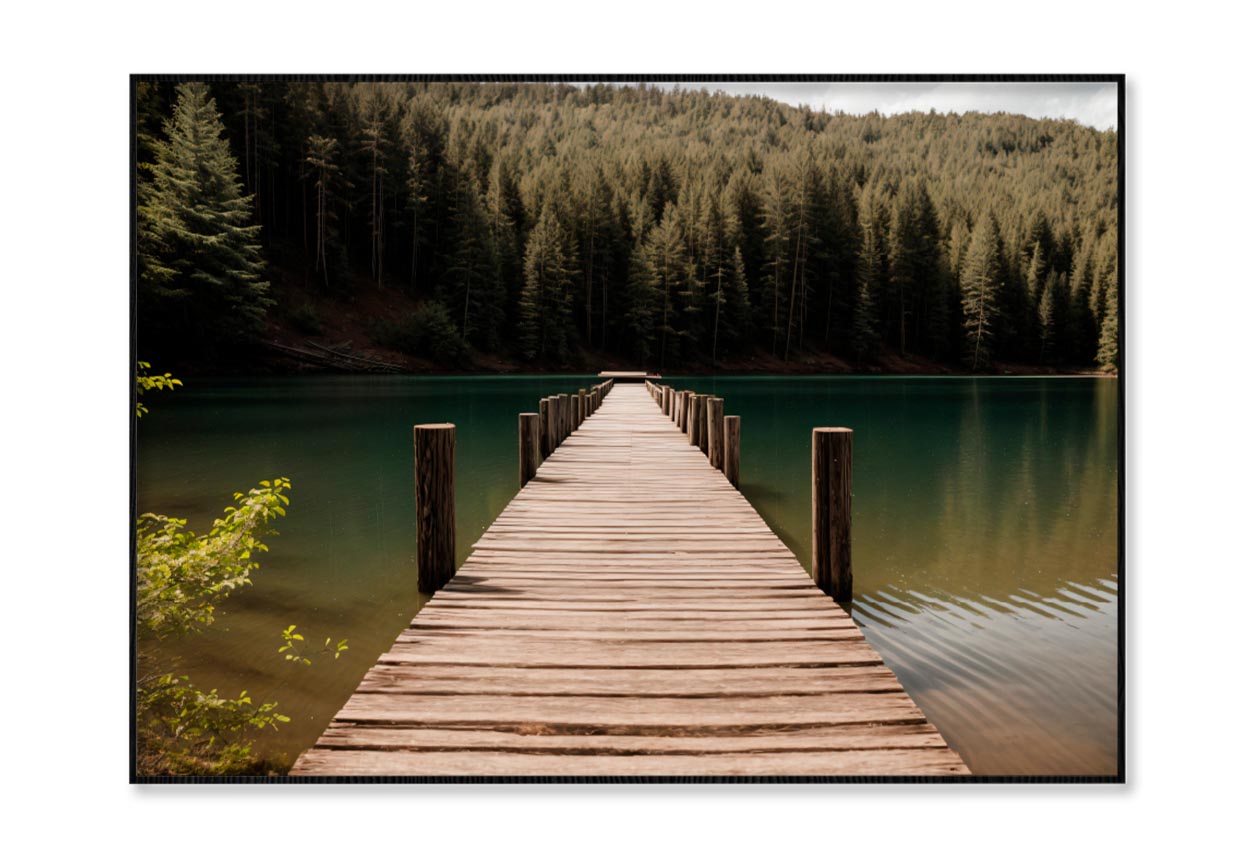 Wooden Pier On Lake & Forest Home Decor Premium Quality Poster Print Choose Your Sizes