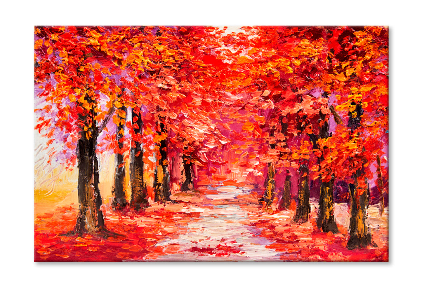 Colorful Autumn Trees, Impressionism Art Oil Painting Wall Art Limited Edition High Quality Print Stretched Canvas None