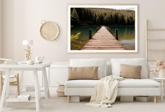 Wooden Pier On Lake & Forest Home Decor Premium Quality Poster Print Choose Your Sizes