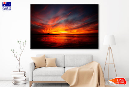 Red, Orange, And Yellow Sunset in Costa Rica  Wall Art Decor 100% Australian Made