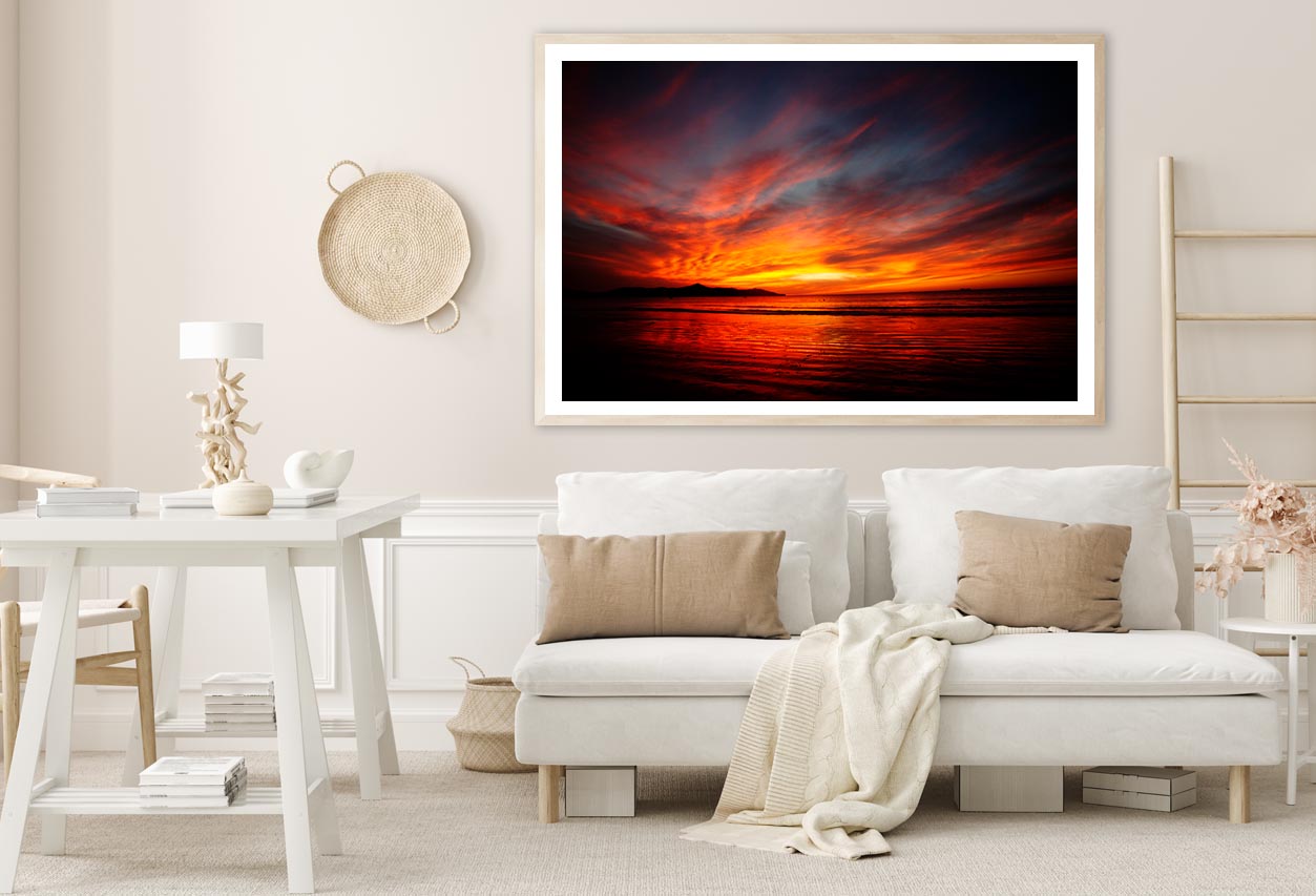 Red, Orange, And Yellow Sunset in Costa Rica Home Decor Premium Quality Poster Print Choose Your Sizes