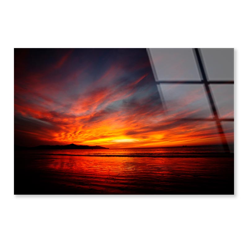 Red, Orange, And Yellow Sunset in Costa Rica Acrylic Glass Print Tempered Glass Wall Art 100% Made in Australia Ready to Hang