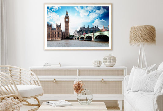 Big Ben, The Houses of Parliament and Westminster Bridge in London Home Decor Premium Quality Poster Print Choose Your Sizes