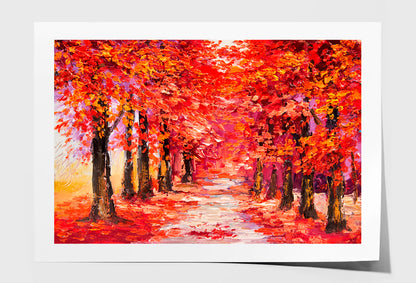 Colorful Autumn Trees, Impressionism Art Oil Painting Wall Art Limited Edition High Quality Print Unframed Roll Canvas None