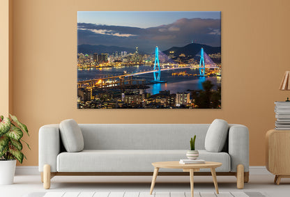 Night view of Busan Port Wall Art Decor 100% Australian Made