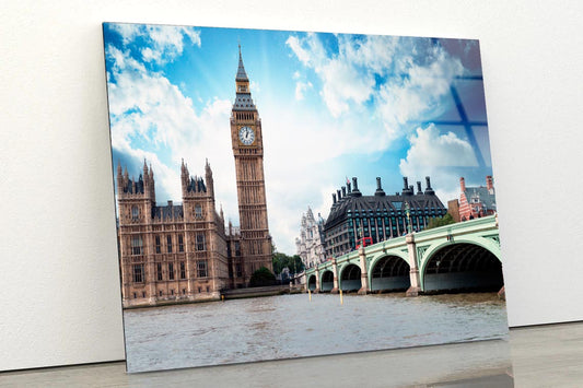 Big Ben, The Houses of Parliament and Westminster Bridge in London Acrylic Glass Print Tempered Glass Wall Art 100% Made in Australia Ready to Hang