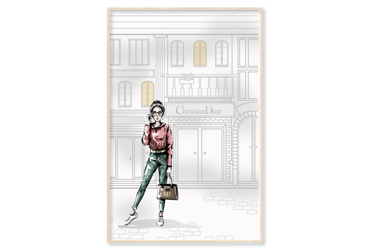 Modern Girl Luxury Fashion Store Wall Art Limited Edition High Quality Print Canvas Box Framed Natural