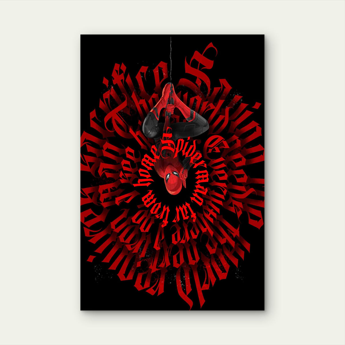 Red & Black Dark Gothic Typography 60x90cm Metal Print Ready to Hang